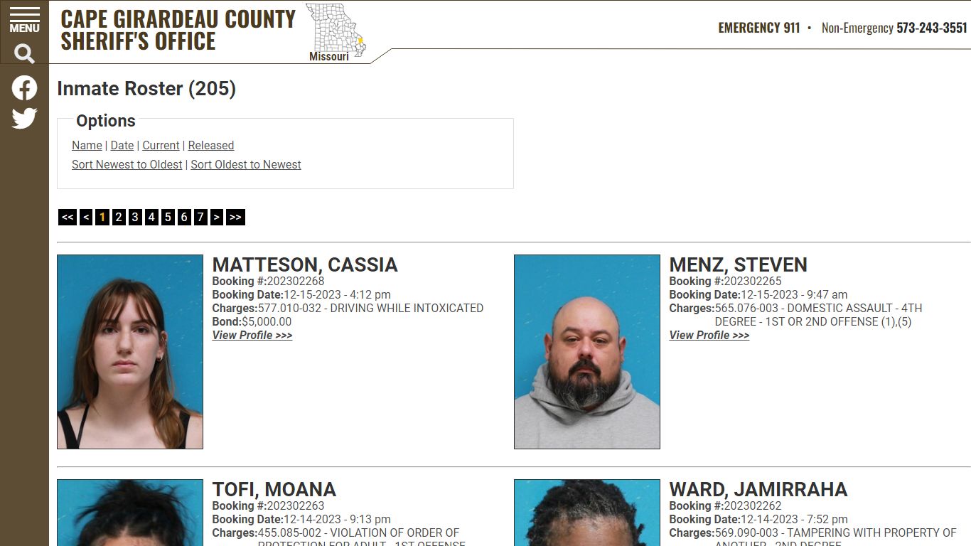 Inmate Roster - Current Inmates Booking Date Descending - Cape ...